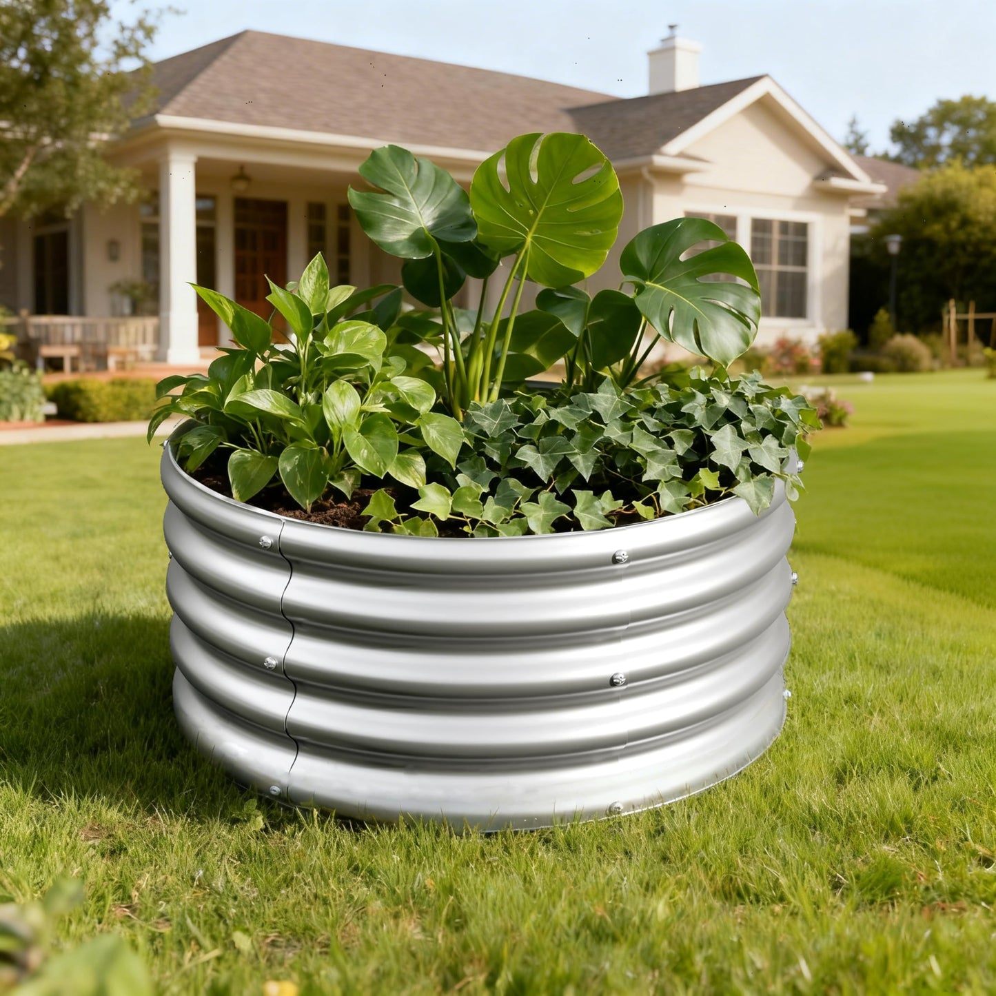Yortrek 3Pack 2x2x1ft Galvanized Raised Garden Bed, Planter Raised Garden Beds Outdoor, Round Clearance Raised Garden Beds for Gardening Vegetables……
