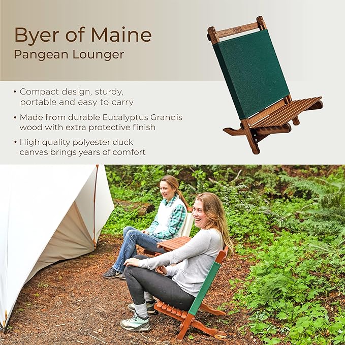 BYER OF MAINE Pangean Lounger Chair – Portable, Lightweight, Foldable Wood and
