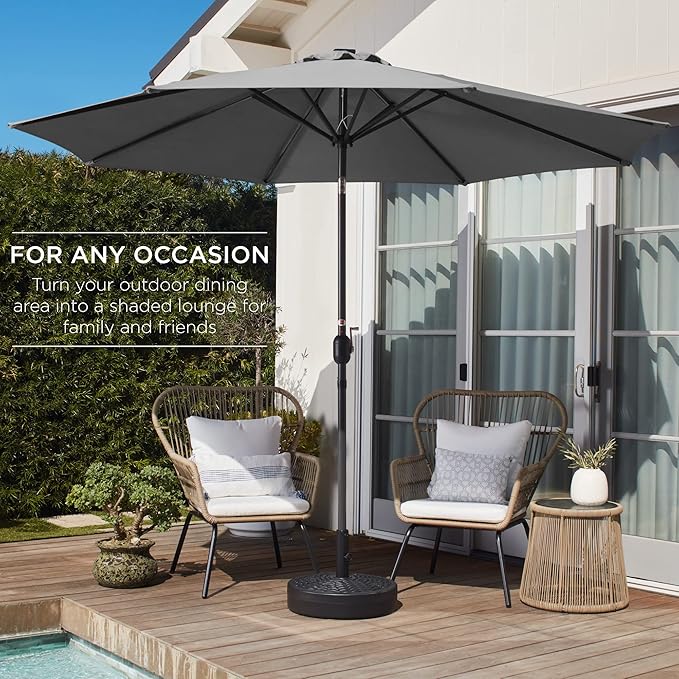 Best Choice Products 10ft Outdoor Table Compatible Steel Polyester Market Patio Umbrella w/Crank and Easy Push Button Tilt