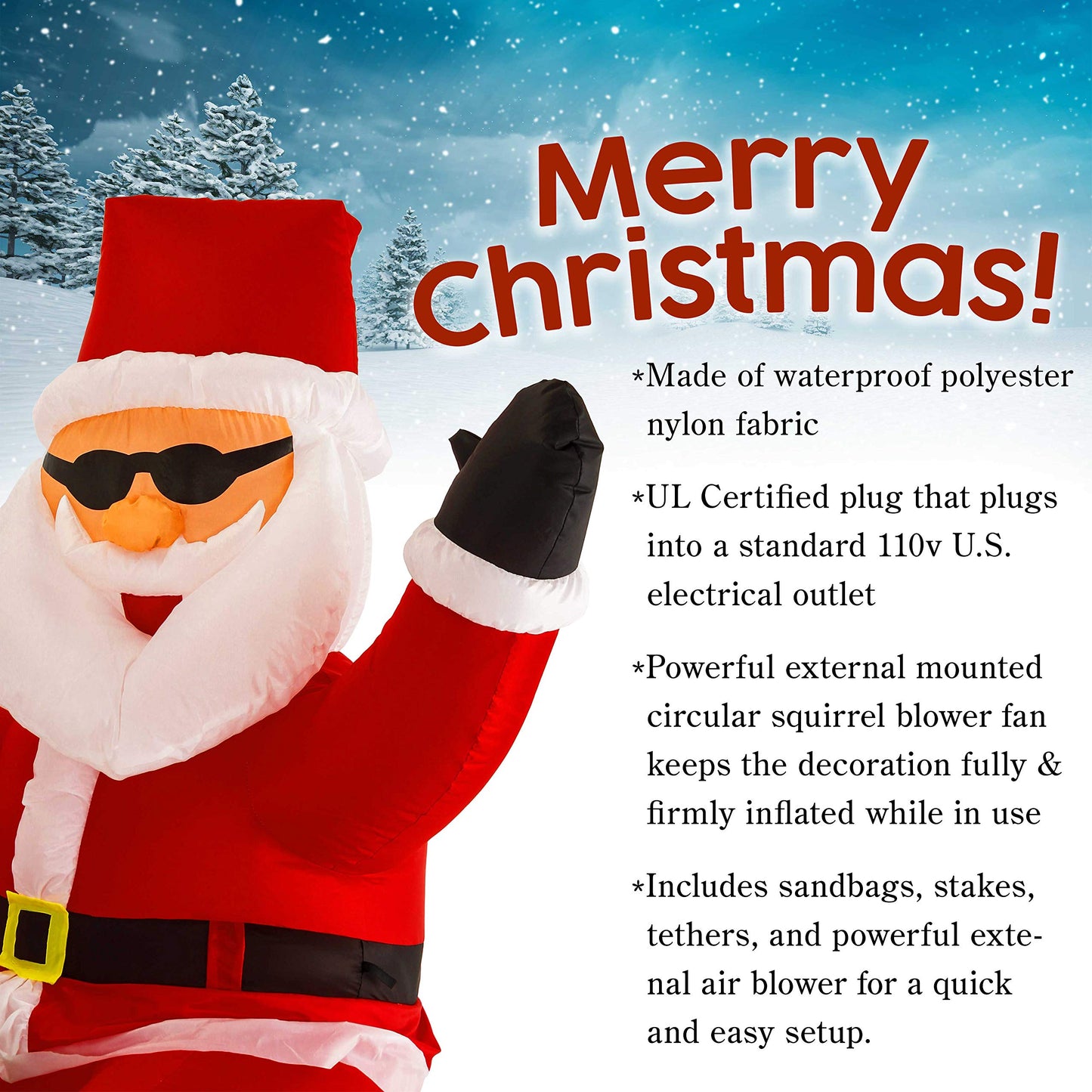 Christmas Masters 7.5 FT Long Inflatable Santa Claus Riding a Motorcycle with Hand Up Waving Hello LED Lights Indoor Outdoor Yard Lawn Decoration Cute Funny Chopper Xmas Holiday Party Blow Up Display