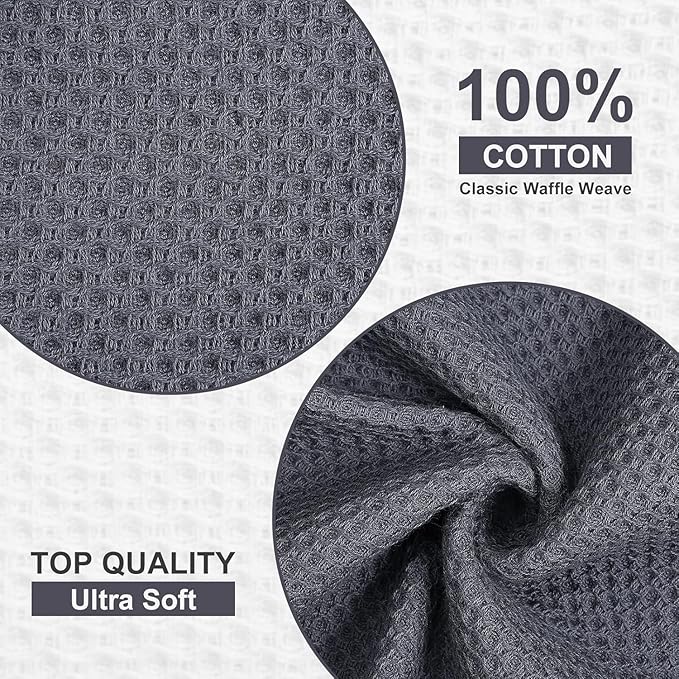 Homaxy Kitchen Towels and Dishcloths Set, 12 x 12 and 13 x 28 Inches, Super