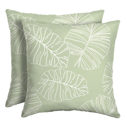 Arden Outdoor Toss Pillow, 2 Pack, 16 x 16, Rain-Proof, Fade Resistant Pistachio Botanical