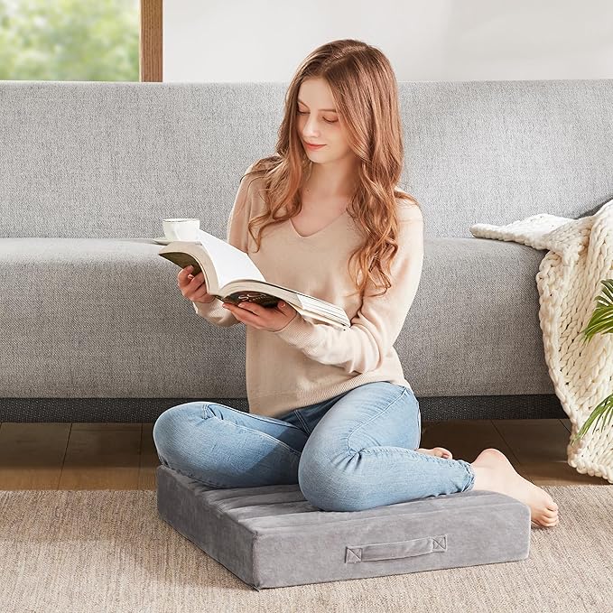 Codi High Density Foam Floor Pillow 2 Sets, Large Meditation Cushions Seating