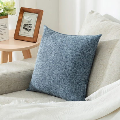 HPUK Decorative Throw Pillow Covers Set of 4 Square Couch Pillows Linen Cushion Cover for Couch Sofa Living Room, 18"x18" inches, Blue