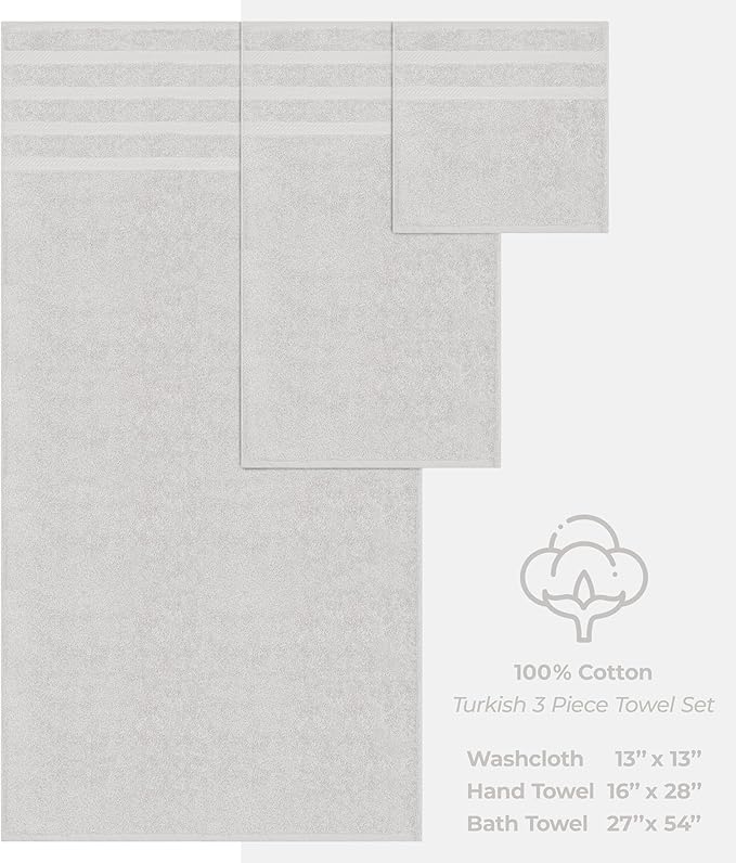 American Soft Linen Premium 3 Piece Towel Set, 1 Bath Towel 1 Hand Towel 1