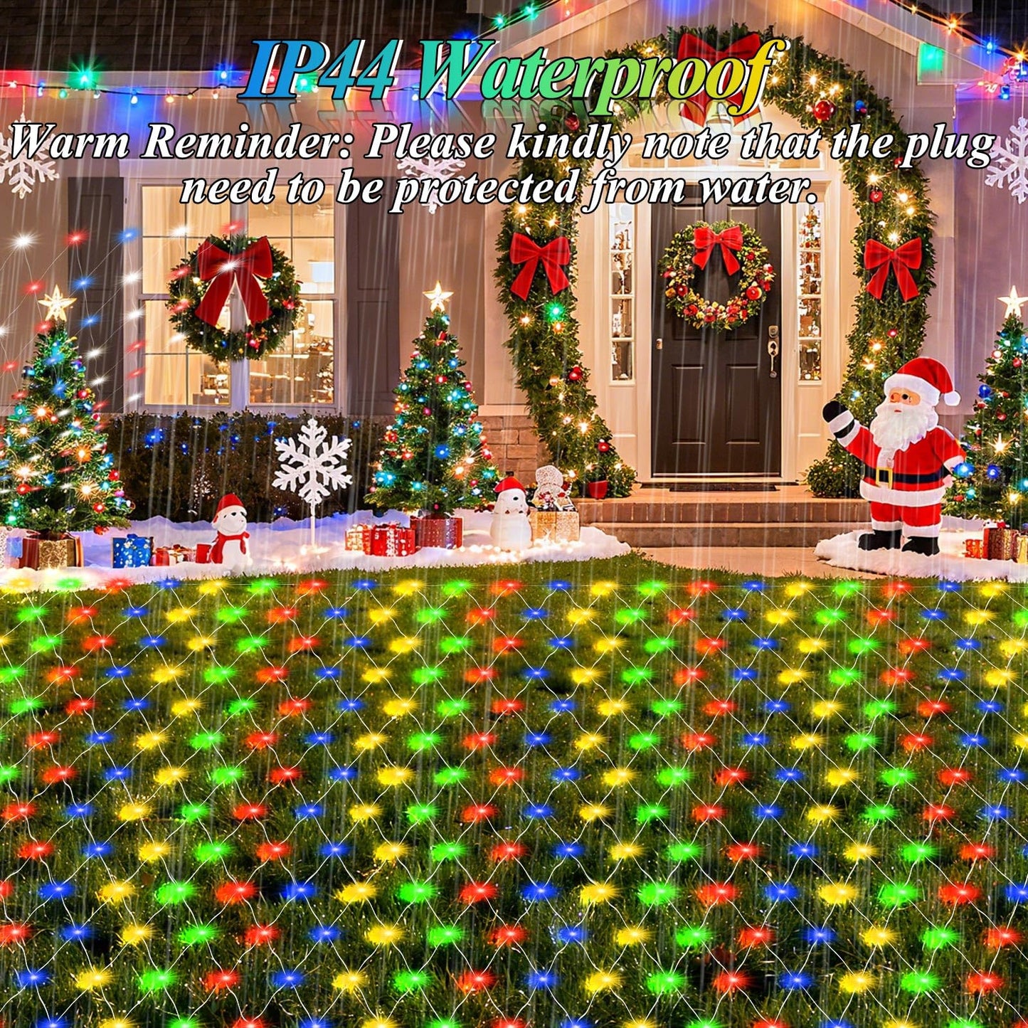 Lovelite 13ft x 13ft Net Lights Outdoor, 400LED Large Gazebo Lights 8 Modes Timer, Waterproof Connectable Christmas Mesh Light Clear Wire for Bushes Patio Pergolas Garden Holiday Party - Mulicolor