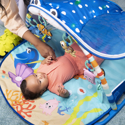 Bright Starts, Disney Baby, Finding Nemo Ocean Lights Baby Activity Gym and Play Mat with Detachable Toys, Sound and Music, Ages Newborn +