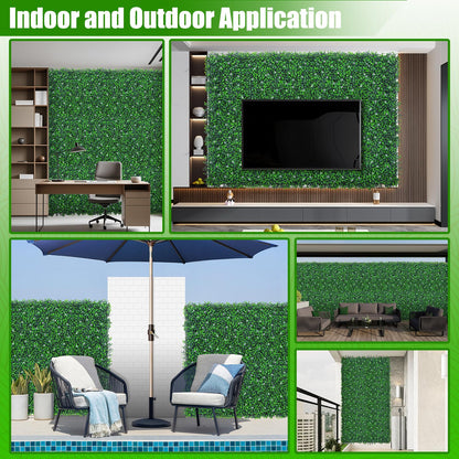 EverNture 40"x120"(33.3 SQFT) Grass Wall Panels, Artificial Grass Backdrop, Fake Greenery Plant Boxwood Roll with Flower, Green Wall Decor for Outdoor Indoor Patio Garden Backyard