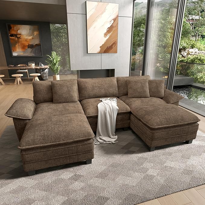 HERA'S HOUSE 124" Modular Sectional Sofa, Oversized U Shaped Couches