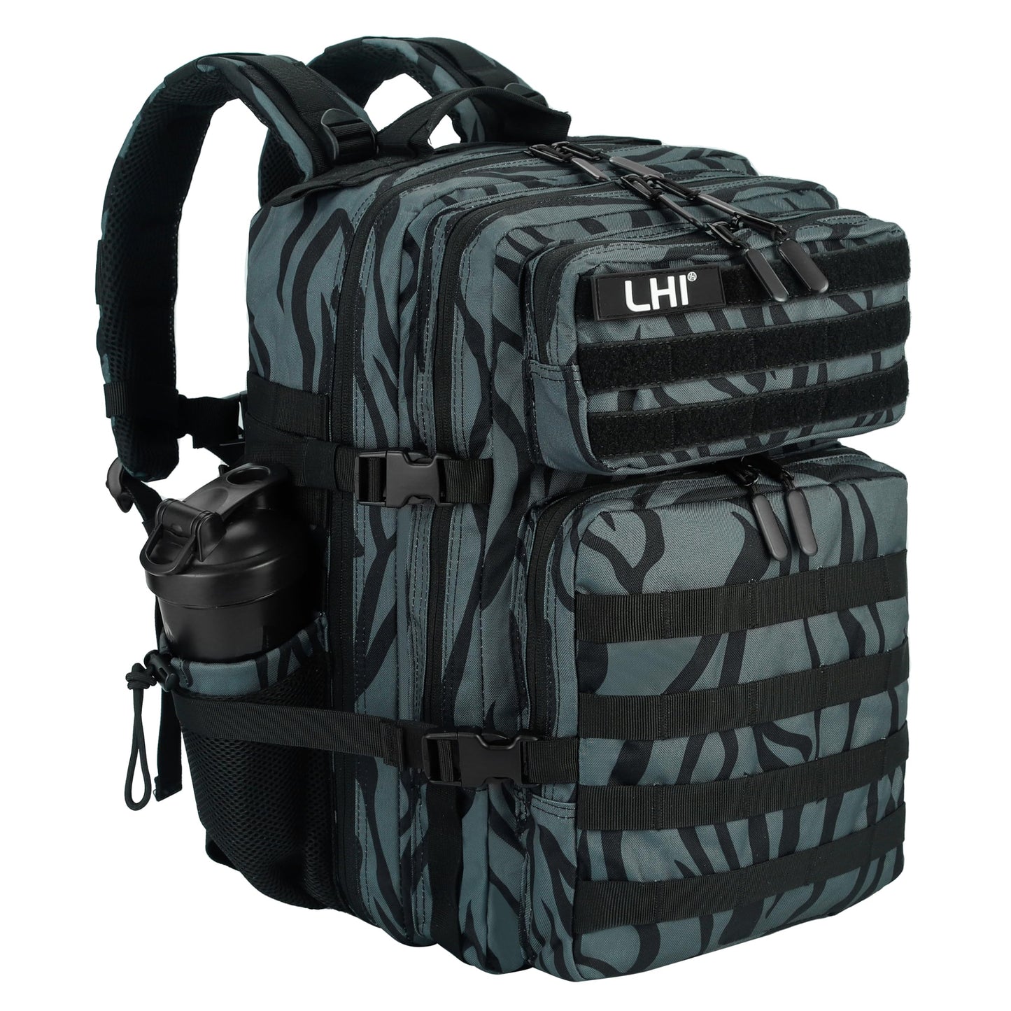 LHI Military Tactical Backpack for Men and Women 45L Army 3 Days Assault Pack Bag Large Rucksack with Molle System - Blackprint