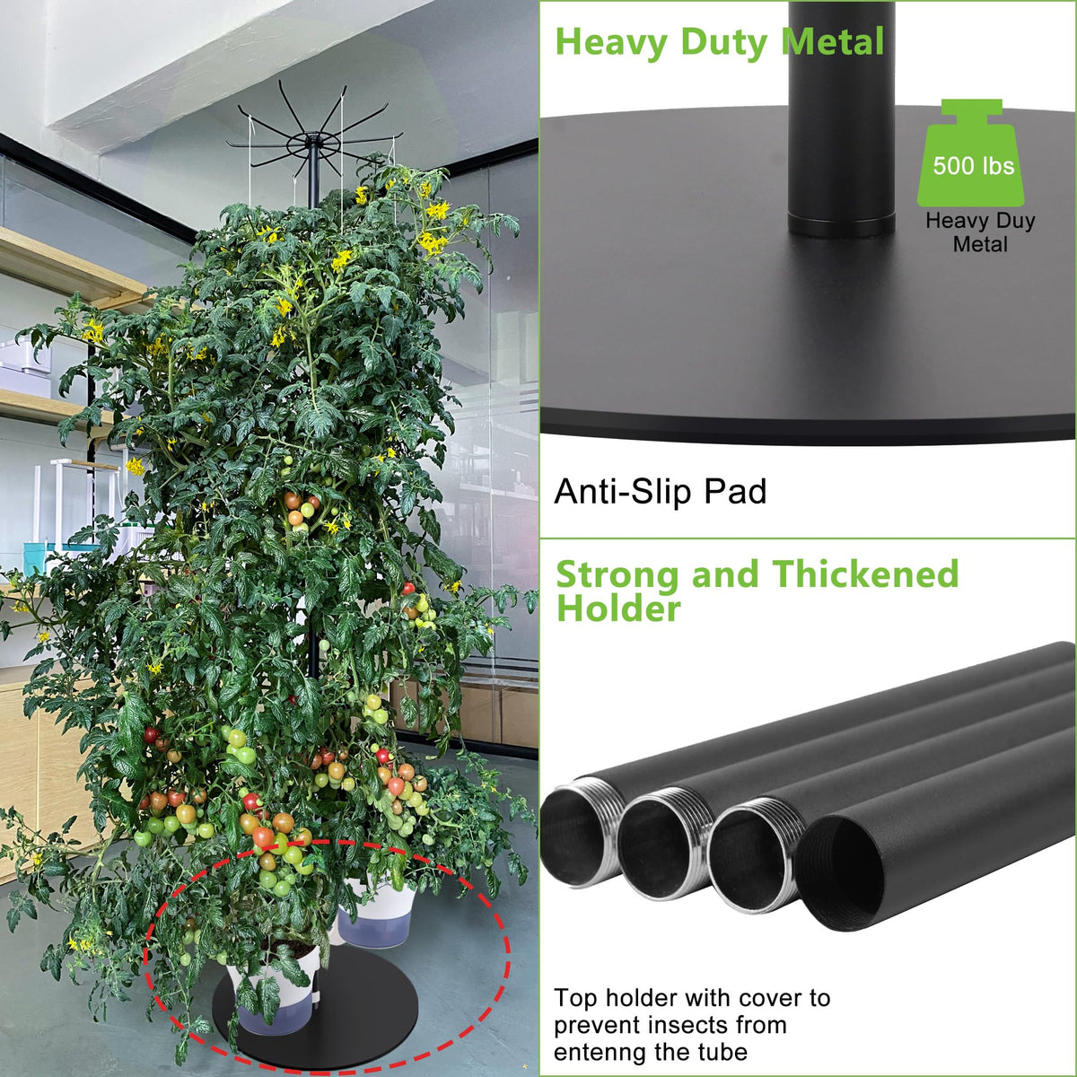 Hydroponics Growing System kit Indoor + Multi DIY Tall Metal Stand with self Watering Planter hydroponics Growing System Tower