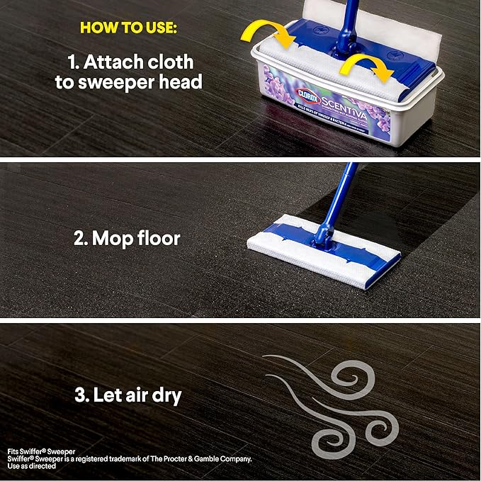 Clorox Scentiva Disinfecting Wet Mop Pad, Disposable Heads, Lavender and Jasmine