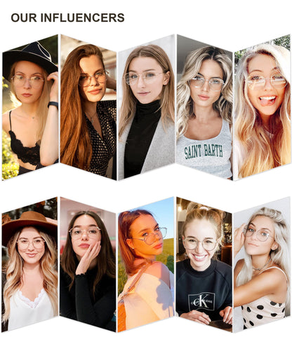 SOJOS Cat Eye Blue Light Blocking Glasses for Woman Hipster Metal Frame Womens Eyeglasses She Young SJ5027, Rose Gold Frame/Anti-Blue Light Lens