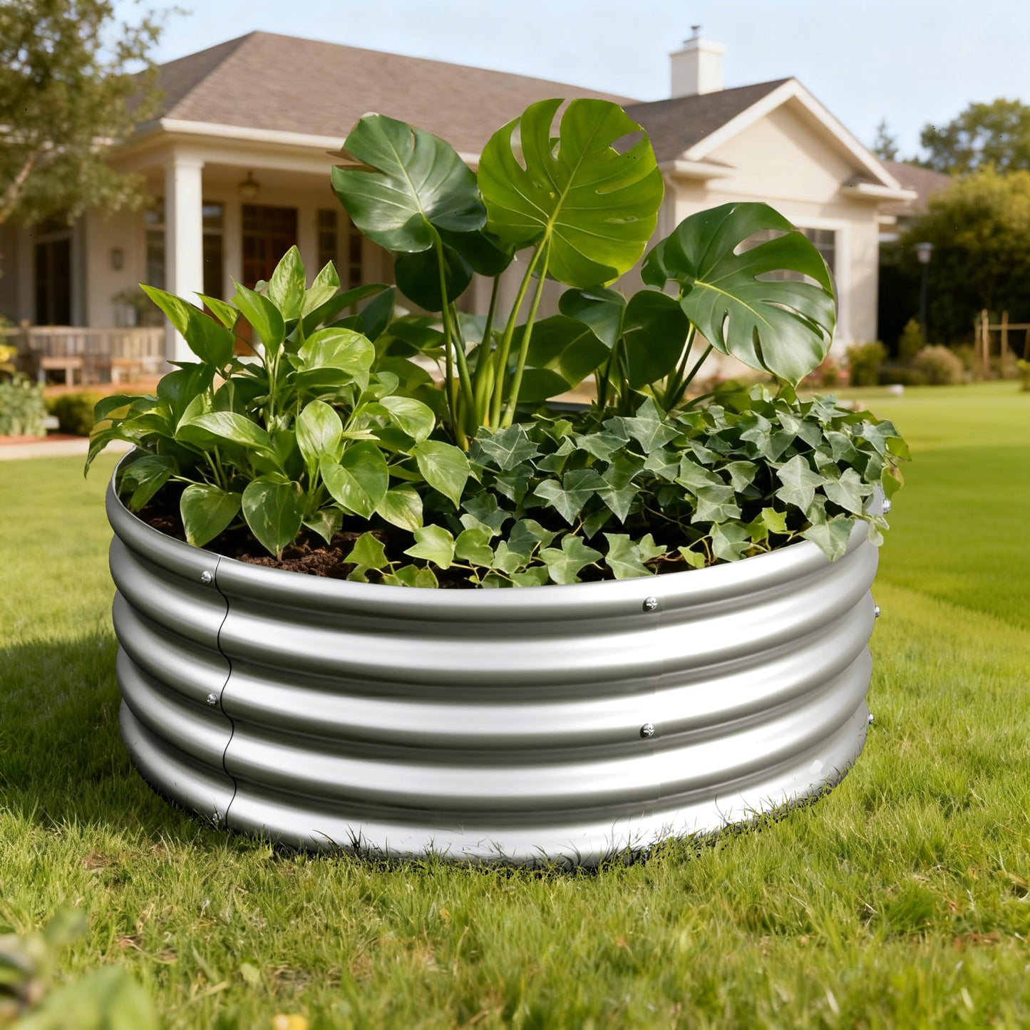 Yortrek 3Pack 3x3x1ft Galvanized Raised Garden Bed, Planter Raised Garden Beds Outdoor, Round Clearance Raised Garden Beds for Gardening Vegetables……