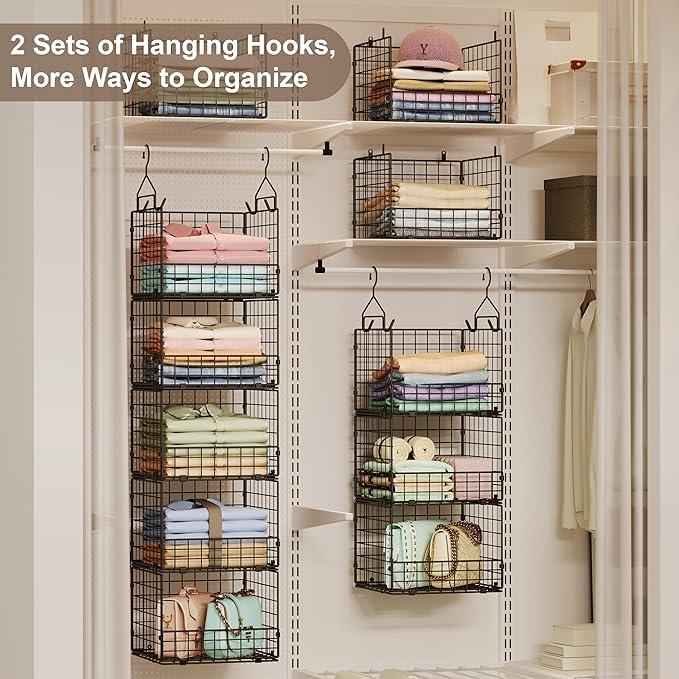 Sonyabecca 5-Tier Hanging Closet Organizer – Black Closet Storage Shelves