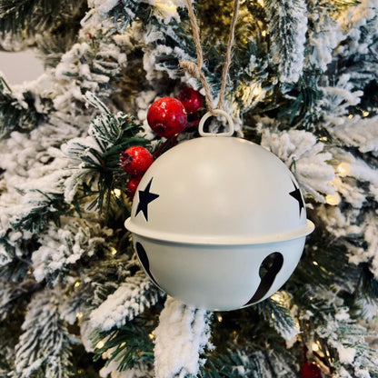 Haute Decor Jingle Bell Ornaments, Large Size 3.35-inch Diameter, 6-Pack (Ivory)