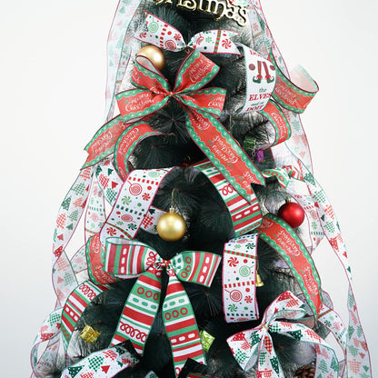 MEEDEE Christmas Ribbon Set - Wired Burlap Ribbon, 2.5 Inch, 6 Rolls, 36 Yards, Red & Green for Trees, Wreaths & Decorations
