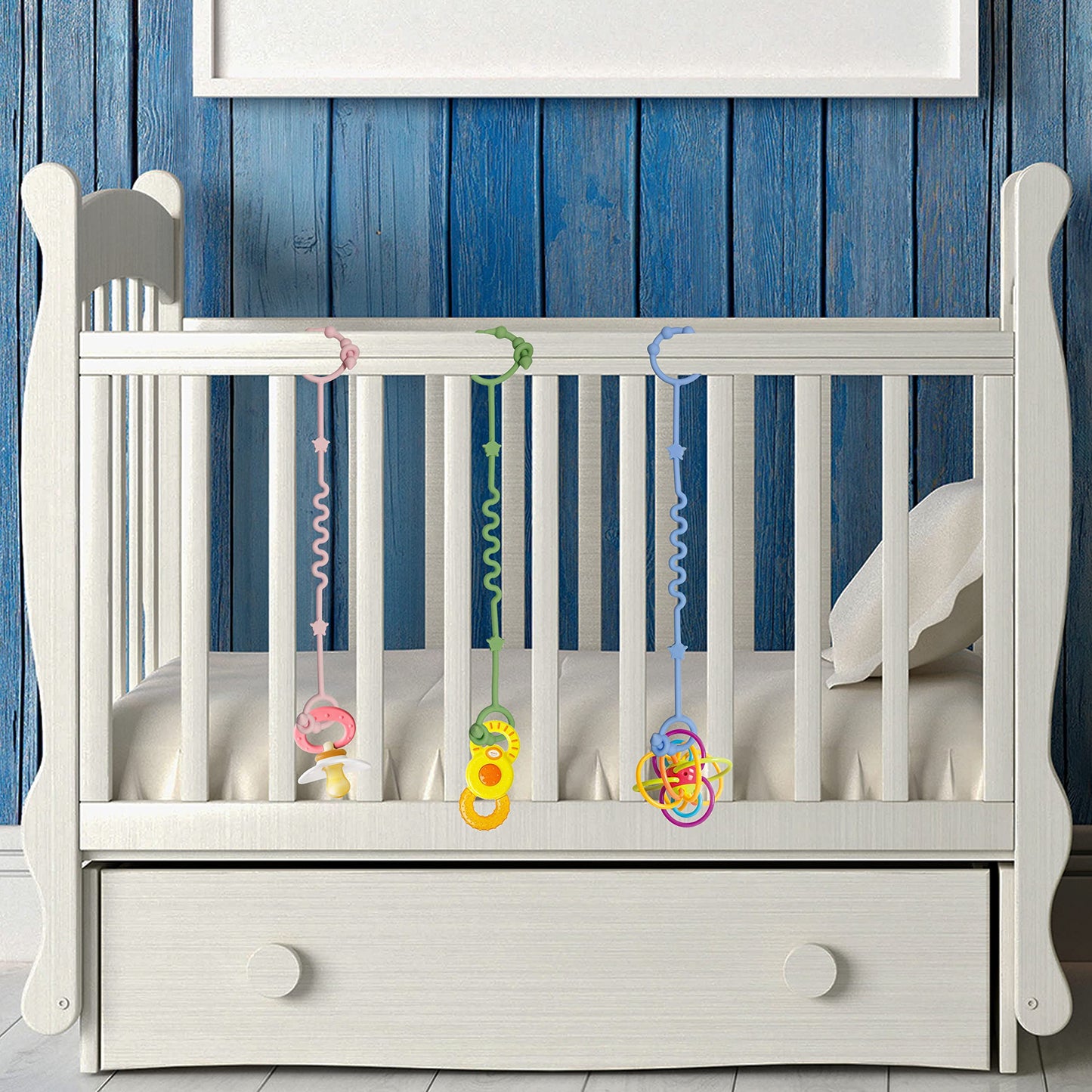 Toy Straps for Baby,RTMOK Silicone Setpacifier Clip,Applies to Car Seat Toy,Teether Toy,High Chair,Stroller Accessories,Baby Toy Clips,Cribs,Rocking Chair (Multicolored)