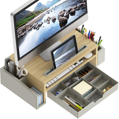 Simple Houseware Desk Monitor Stand Riser with Adjustable Organizer tray