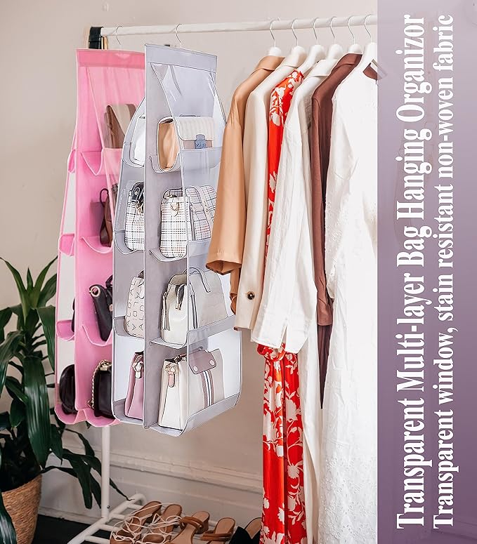 AARAINBOW 2 Packs Hanging Handbag Purse Organizer, Hanging Hand Bag Organizer