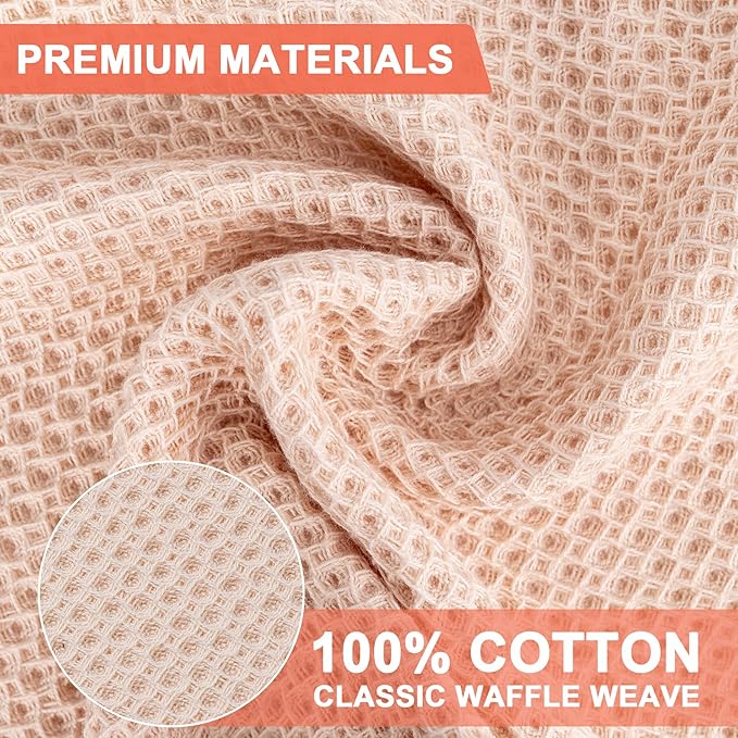 BOOMIBOO 4-Pack Dish Towels, 100% Cotton Waffle Weave, Ultra Soft Absorbent