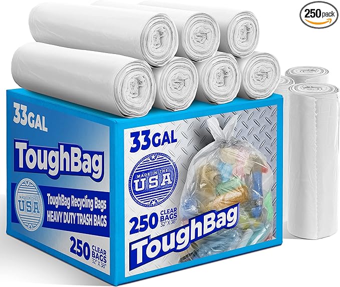 30-33 Gallon Clear Trash Bags Heavy Duty