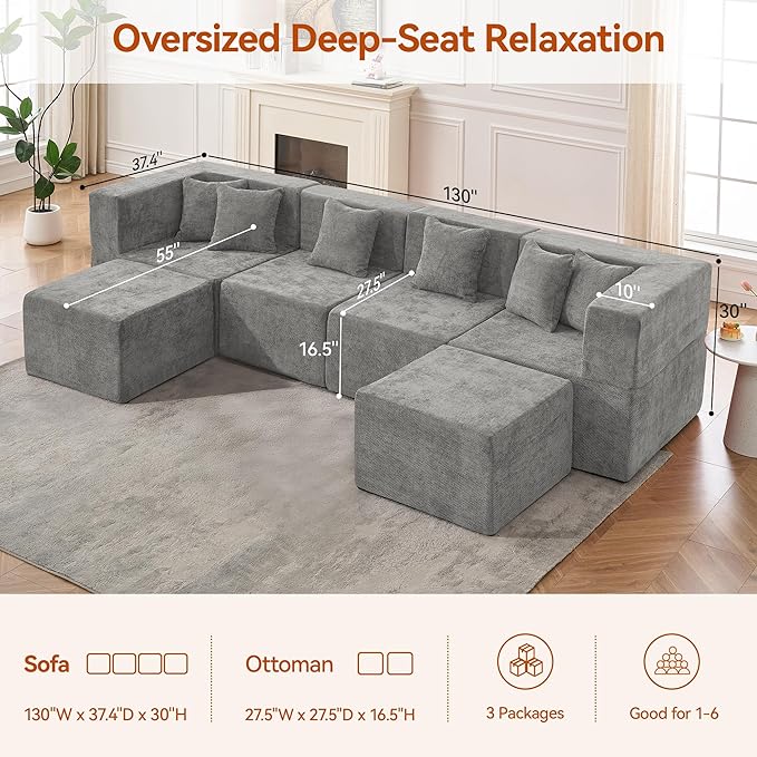 MONVANE Modular Sectional Cloud Couch