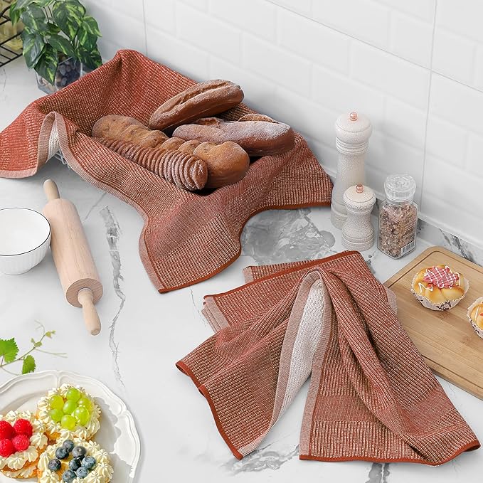 Homaxy Premium Kitchen Towels, Large Cotton Kitchen Hand Towels, Flat and Terry