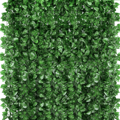 ZYIGYI 360 Feet 48 Pack Fake Greenery Hanging Garland, Ivy Leaf Plants, Vine Leaves, Fake Flowers Foliage for Bedroom Garden Wall Decor