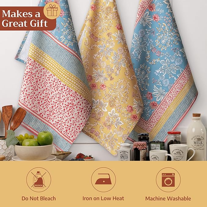 Maison d' Hermine Kitchen Towels Set of 3 100% Cotton 27.50" x 20" Reusable