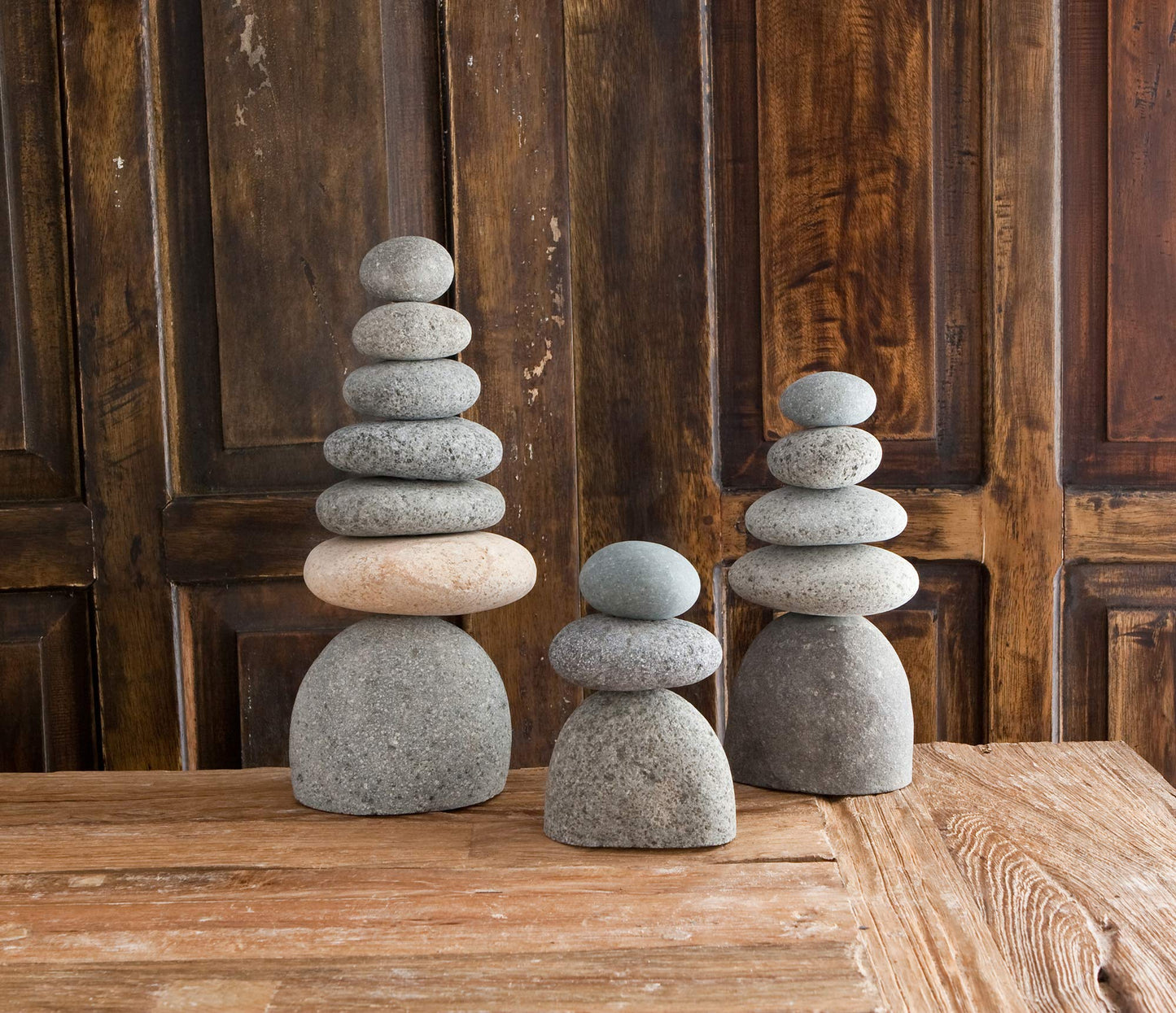 Garden Age Supply Natural River Rocks Stacked Stone Balanced Rock Cairn Sculpture - Zen Stones Meditation Cairn (Septuple)