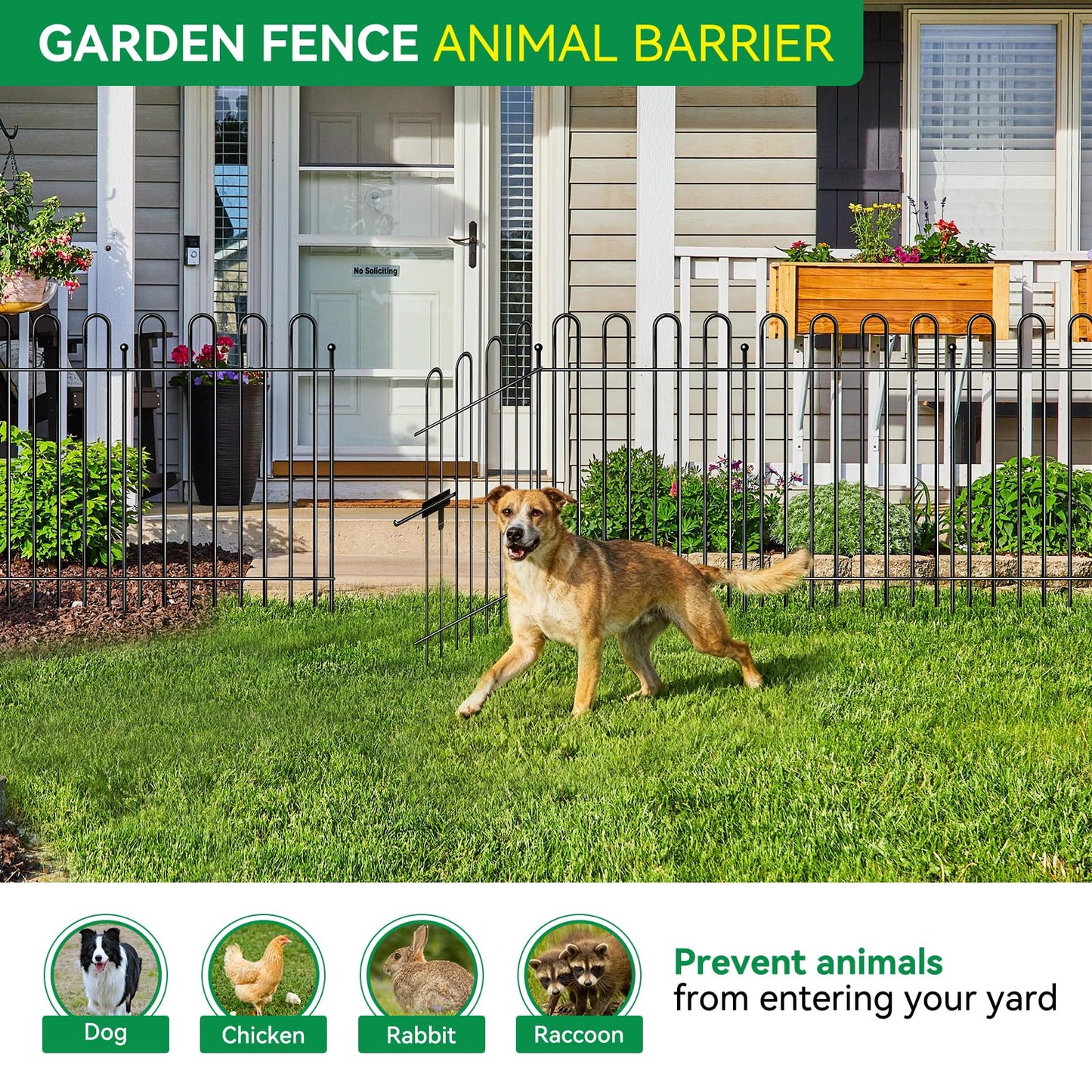 Metal Decorative Garden Fence, 32" High x 26" Wide (9 Panels + 1 Gate) Total Length 21.6 ft, No Dig Dog Fence Outdoor for Yard, Rustproof Animal Barrier Fencing, Garden Edging Border for Yard