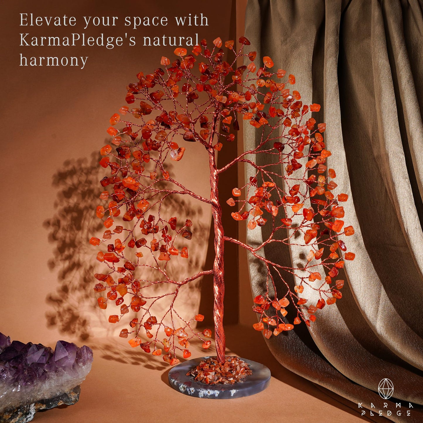 Crystal Tree of Life Birthday Gifts for Women, Men, Frineds, Handmade Carnelian Chakra Tree for Home, Room, Office Decor, Bring Money, Positivity, Reiki Healing, Good Luck, Gifts for Mom & Dad