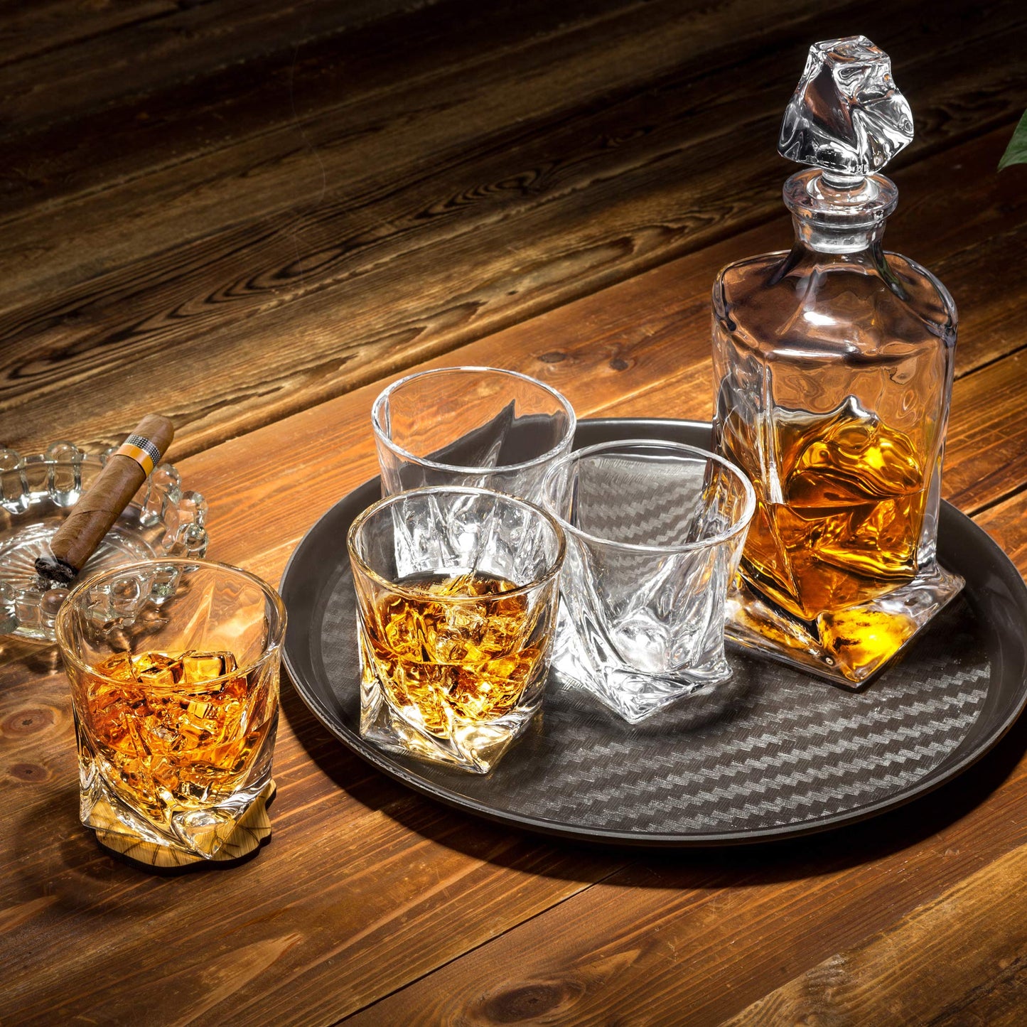 KANARS Whiskey Decanter Set, Premium Crystal Liquor Decanter with 6 Old Fashioned Glasses for Cocktail Scotch Bourbon Irish Whisky Alcohol, Unique Men Gifts for Father's Day Housewarming Birthday