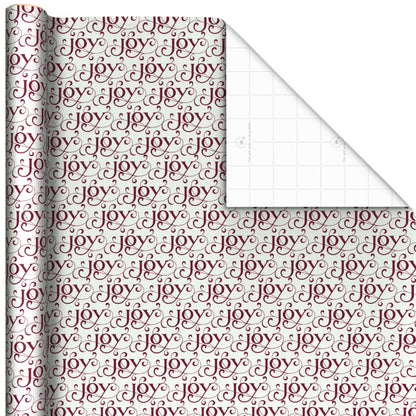 Hallmark Elegant Christmas Wrapping Paper Rolls (3 Rolls: 120 Sq. Ft. Total) Red Joy on White, Santa Claus and Happy Holidays on Red, Painted Poinsettia on Hunter Green