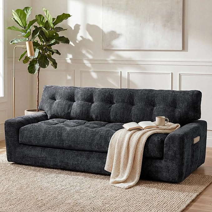 MONVANE 75.6" Convertible 3 Seater Sofa, 2-in-1 Boneless Sleeper Sofa Bed