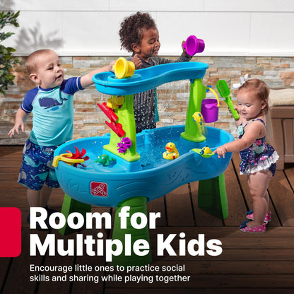 Step2 Rain Showers Splash Pond Toddler Water Table, Kids Water and Sand Activity Sensory Playset, Summer Outdoor Toys, 13 Piece Toy Accessories, For Toddles 1.5+ Years Old