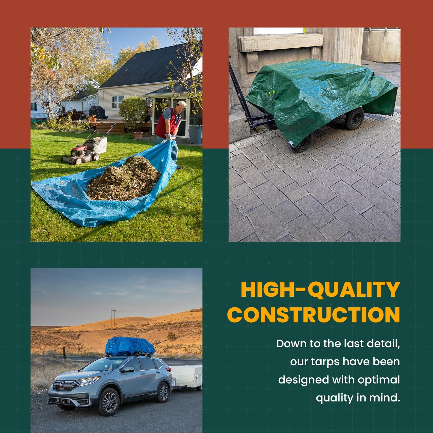 Large Waterproof Tarp - Heavy Duty 10 Mil Thick Poly Tarpaulin Ideal for Canopy Tents, Boats, RV or Pool Covers - Multipurpose Protective Tarps with Grommets for Indoor and Outdoor Use | 25' x 45'