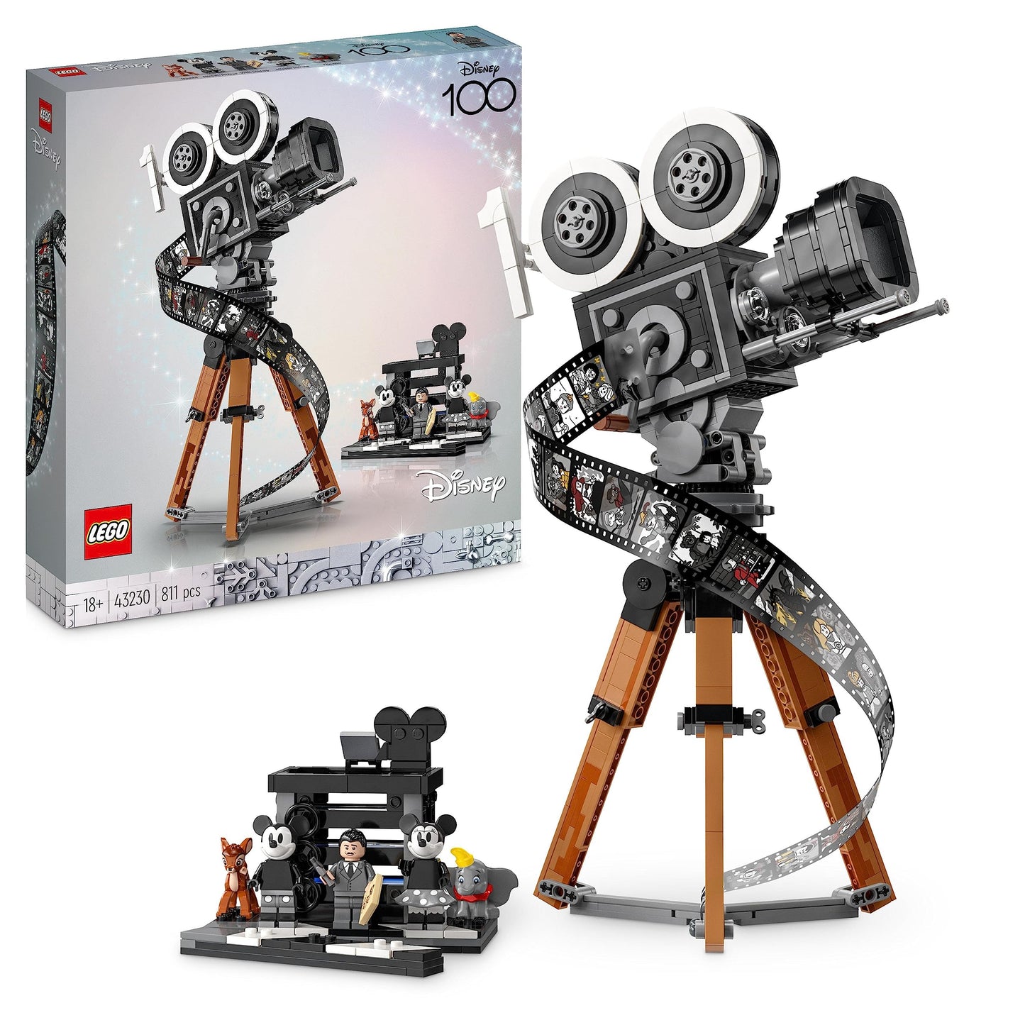 LEGO Disney Walt Disney Tribute Camera, 100th Anniversary Memorabilia Set for Adults with Mickey and Minnie Mouse Minifigures, plus Bambi & Dumbo Figures, Collectible Gifts for Women and Men 43230