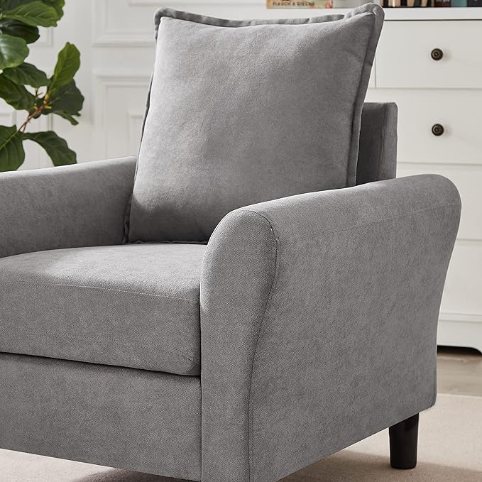 Mid-Century Accent Chairs Set of 2, Modern Linen Fabric Armchair