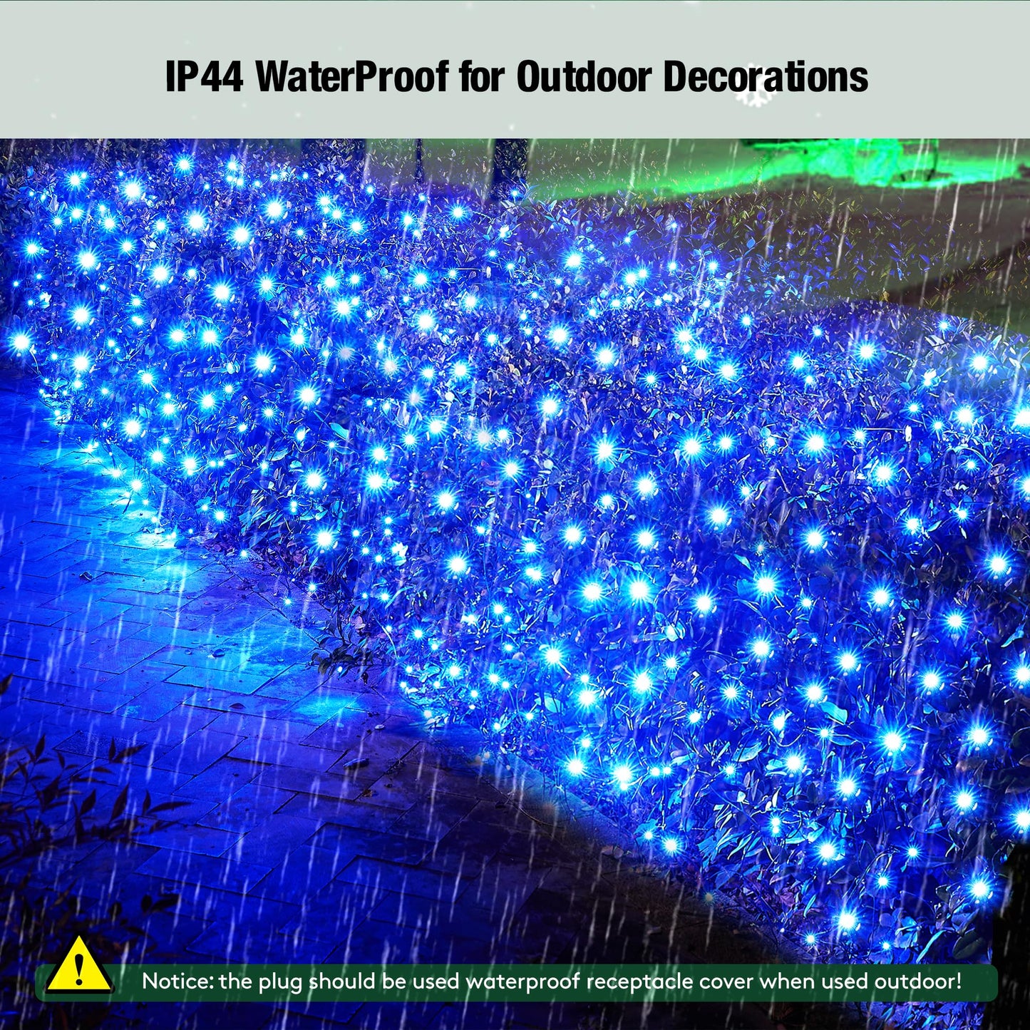 Sylampow Led Blue Christmas Net Lights Outdoor Christmas Bushes Lights 120Led 6ftx5ft, Connectable Outdoor Indoor Mesh Net Lighting for Xmas Holiday, Garden, Lawn, Shrubs, Trees, Bushes Decorations