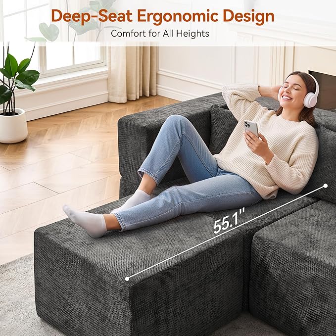 MONVANE Modular Sectional Sofa, Oversized 12 Seat Convertible U Shaped Couch