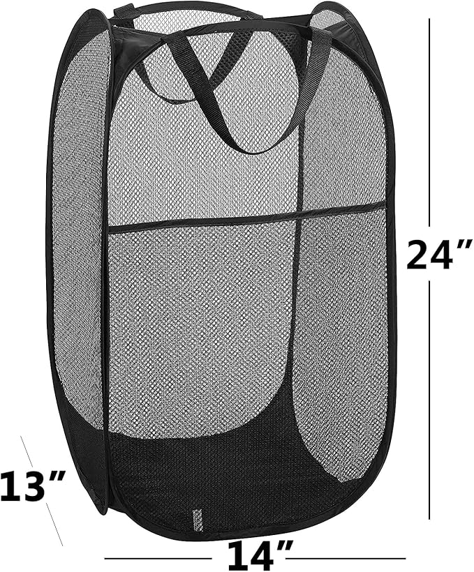 2 Pack Popup Laundry Hamper, Foldable Mesh Laundry Basket