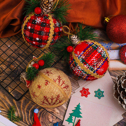 Elcoho 9 Pieces Rustic Christmas Tree Hanging Baubles - Shatterproof Ornaments for Decorations
