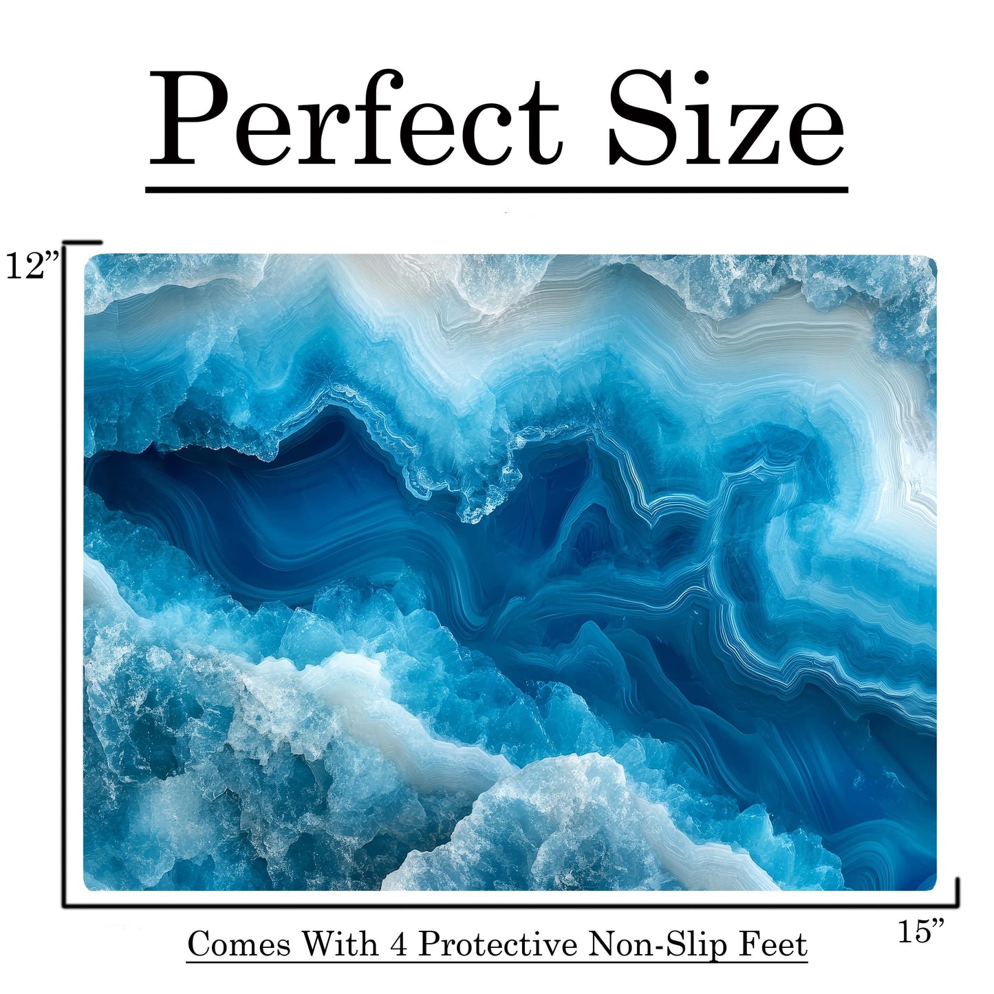 Blue Agate Crystal Marble Kitchen Glass Cutting Board Ocean Decorative Gift Marbled Granite Stone Rock Gift For Her Mom Wife (Agate)