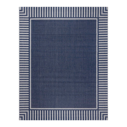 Gertmenian Indoor/Outdoor Flatweave Area Rug - 5x7 Standard, Stain & UV Resistant, Quick-Drying, Ideal for Deck, Patio, Poolside, Mudroom - Klano Striped Navy, Gray, 28009