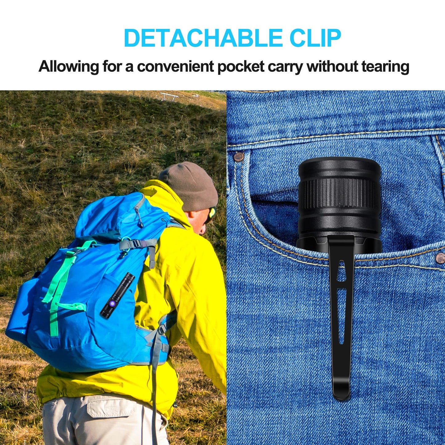 DARKBEAM UV Light Torch Ultraviolet Flashlight Rechargeable 395nm, Wood's Lamp Black Light Blacklight Portable Mini Handheld LED Pet Urine Ringworm Detector, Resin Curing, Pocket-Sized