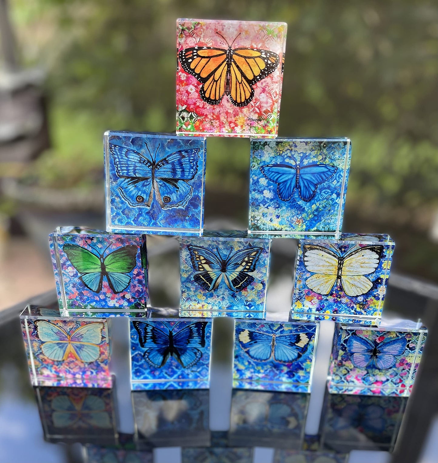Crystal Butterfly Paperweight Collectible Gift Dark Blue Morpho