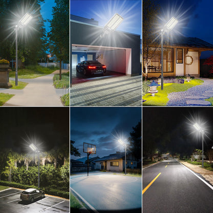 Vzyhik Solar Street Lights Outdoor Waterproof - Large 10000W Commercial Outdoor Solar Light Dusk to Down with Motion Sensor Remote Control LED Parking Lot Flood Lights for Yard Garden Walkway