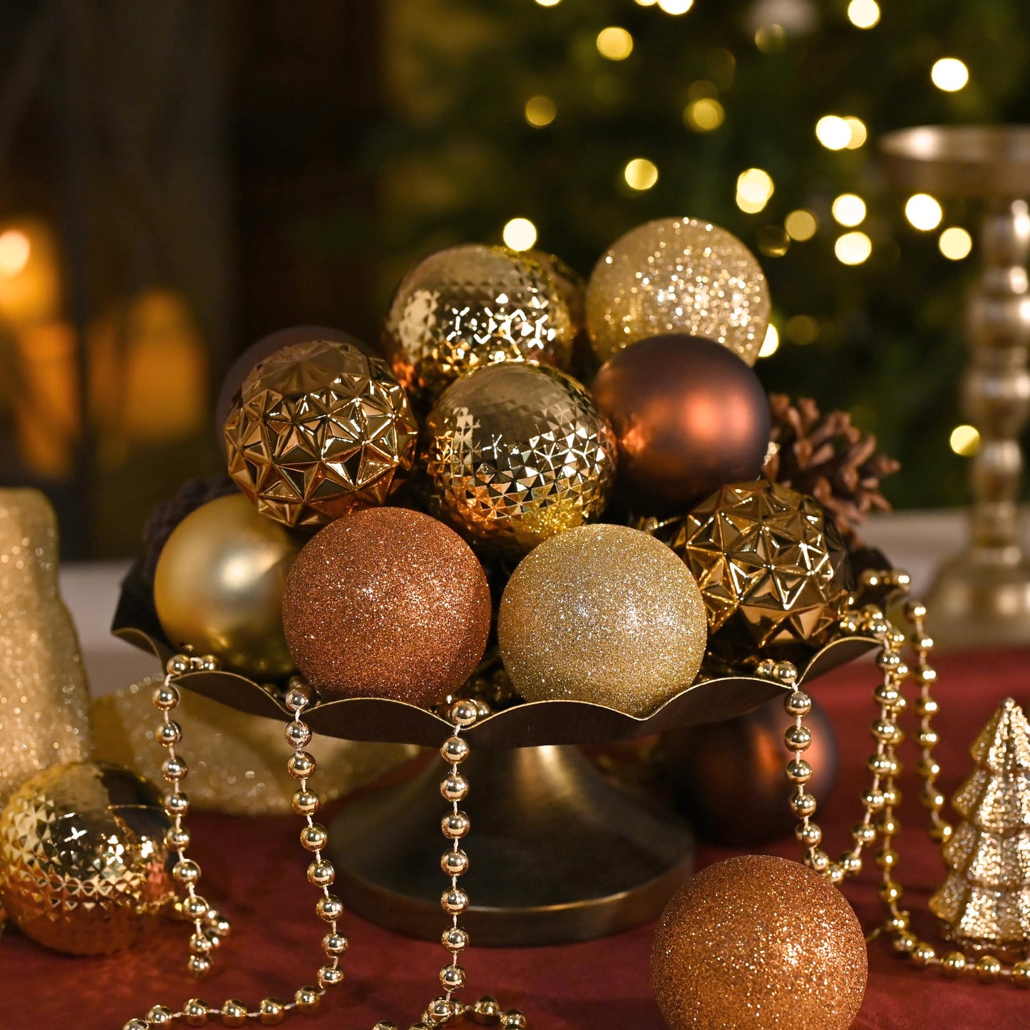 Valery Madelyn Christmas Tree Decorations Ornament Set, 50ct 2 Inches Bronze Copper Gold Shatterproof Christmas Ball Ornaments Hanging Xmas Holiday Party Decor